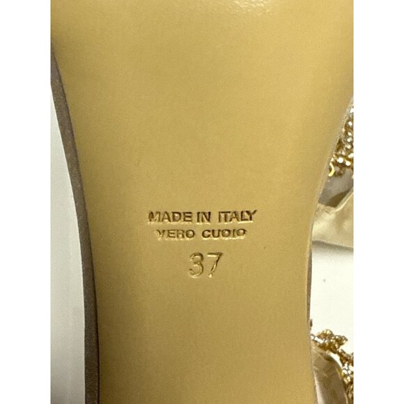 Monique Lhulillier Women's Heels Gold Crystal Embellished Stiletto EU 37 6.5 NEW - Picture 11 of 12